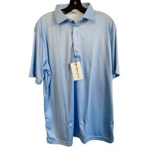 Collars & Co Semi-Spread Collar Polo LG Blue & White Relaxed Houndstooth NWT